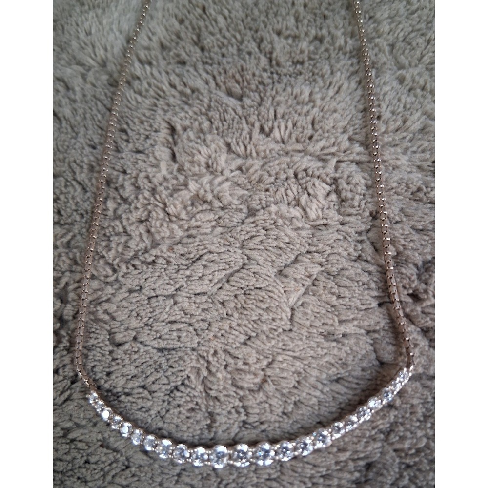 Silpada N2969 Alive Sterling Silver CZ Curved Bar Necklace 16"-18" Adustable